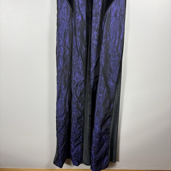 VTG Cykxtees Large Black Purple Velvet Sleeveless Medieval Goth Gown Maxi Dress - Picture 8 of 12